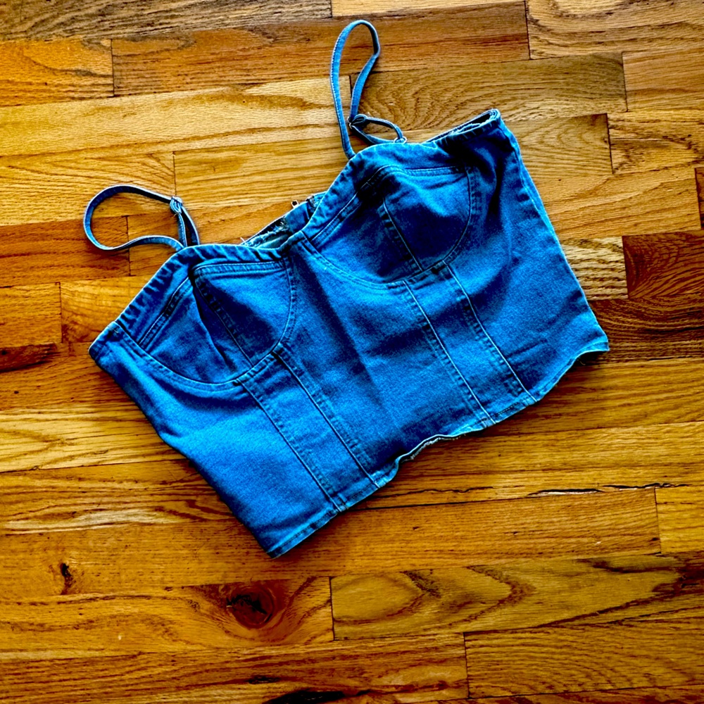 Denim cropped tank